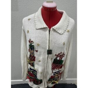Vintage Tiara International Teacher Ugly Christmas Cabincore Sweater Size Large